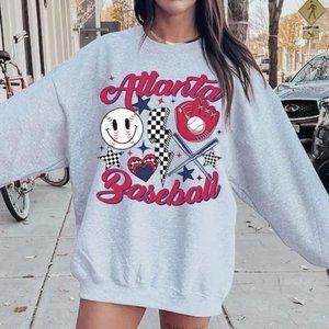 Retro Groovy Atlanta Shirt, Vintage Atlanta Brave Crewneck Sweatshirt  TShirt, A